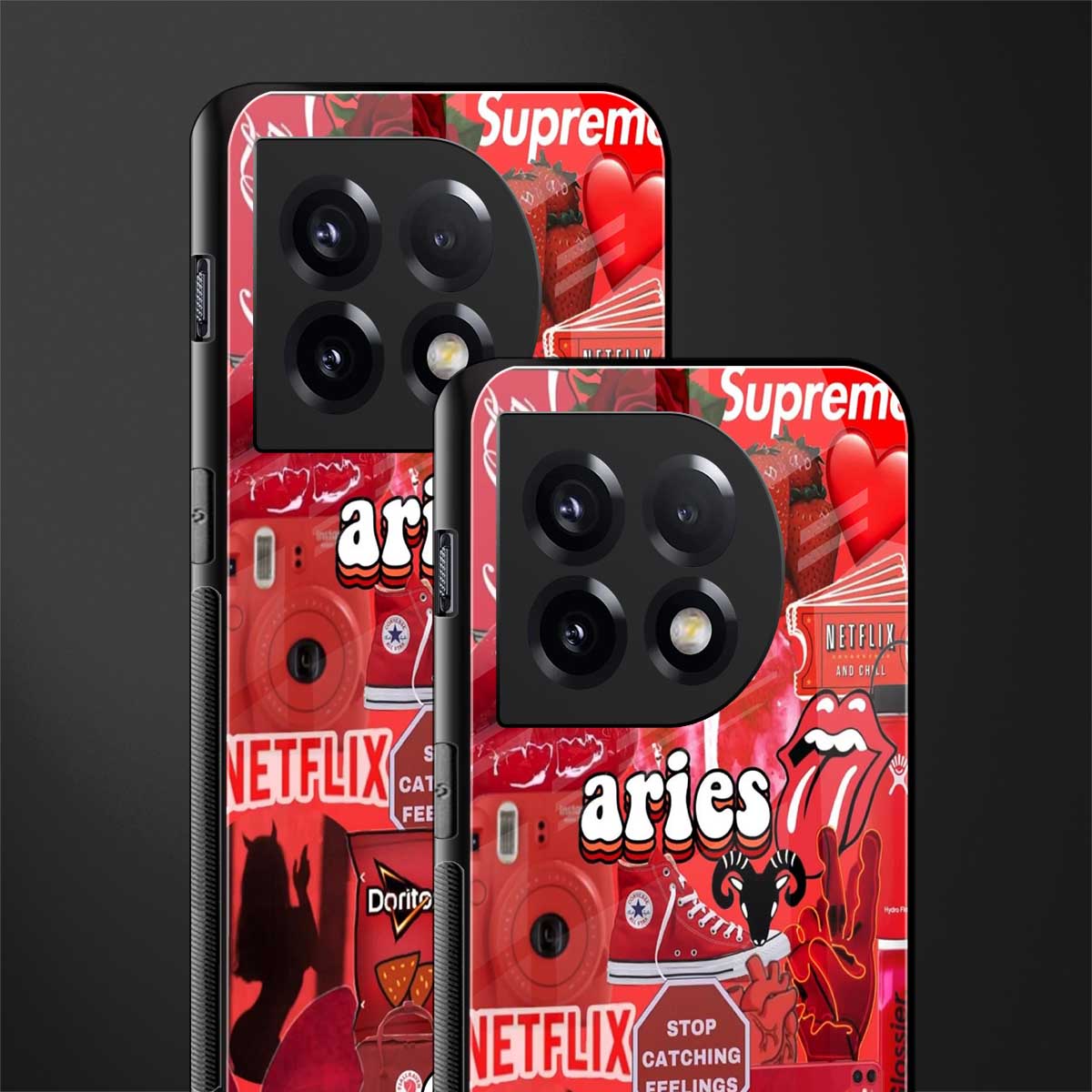 aries aesthetic collage back phone cover | glass case for oneplus 11