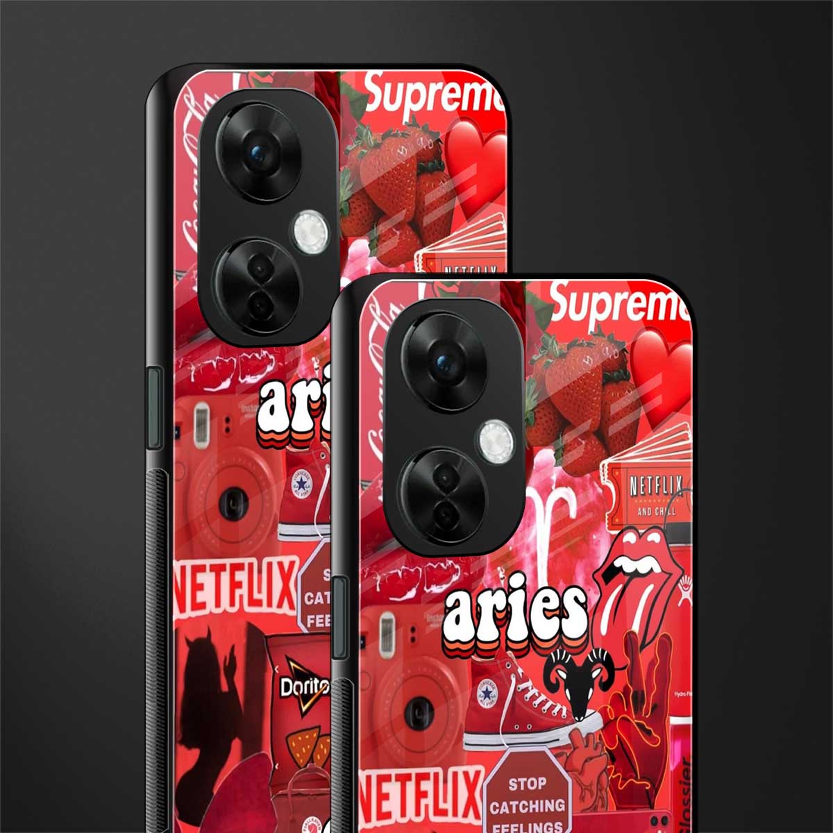 aries aesthetic collage back phone cover | glass case for oneplus nord ce 3 lite