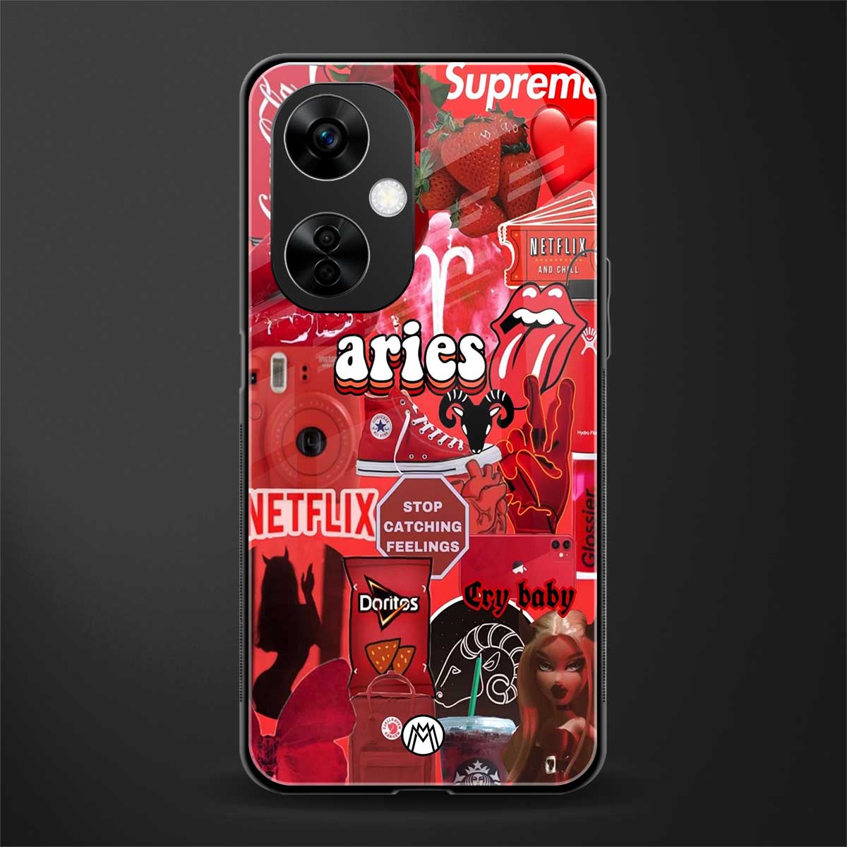 aries aesthetic collage back phone cover | glass case for oneplus nord ce 3 lite