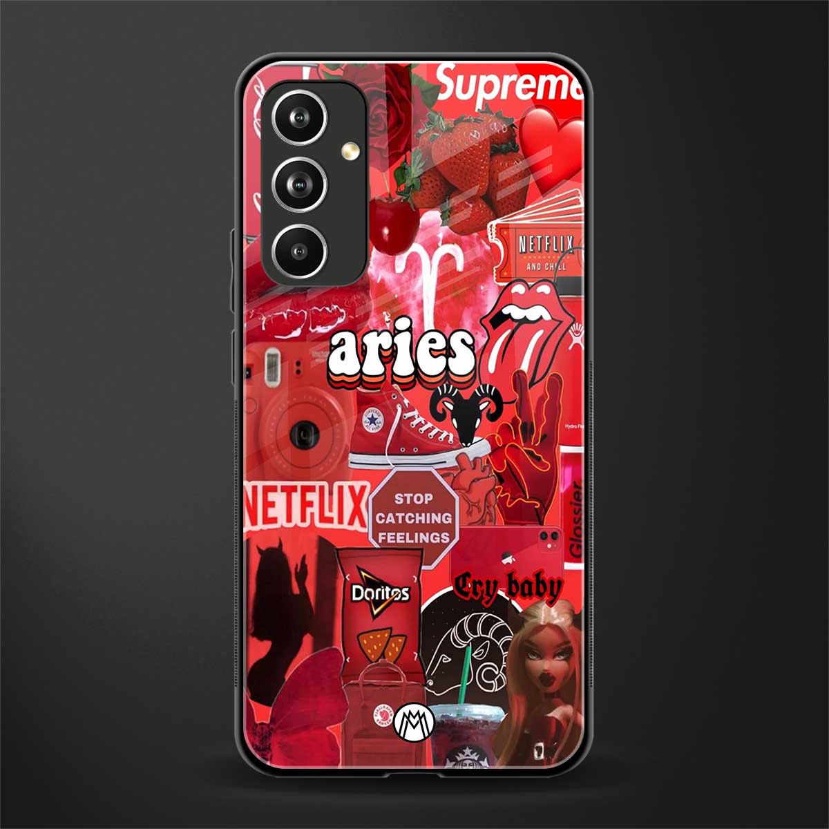 aries aesthetic collage back phone cover | glass case for samsung galaxy a54 5g