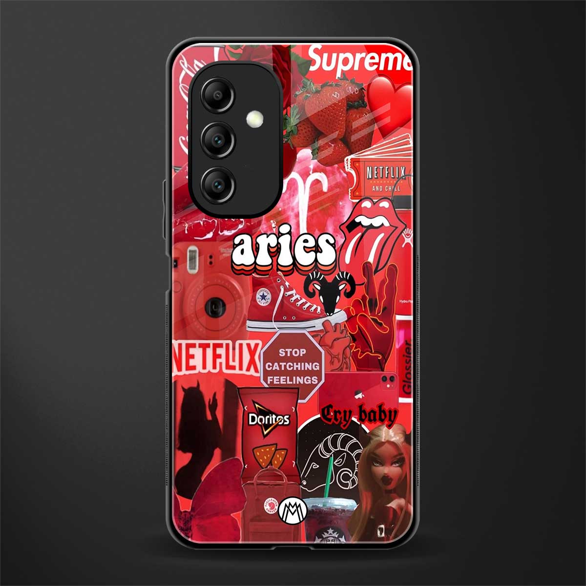 aries aesthetic collage back phone cover | glass case for samsung galaxy a14 5g