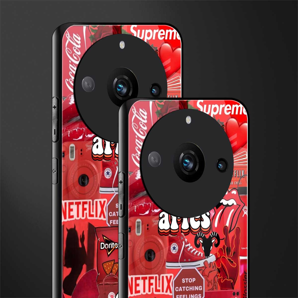 aries aesthetic collage back phone cover | glass case for realme 11 pro 5g