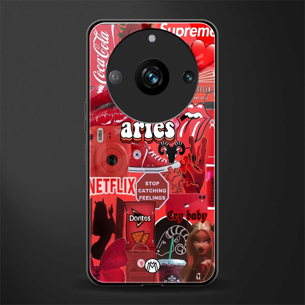aries aesthetic collage back phone cover | glass case for realme 11 pro 5g