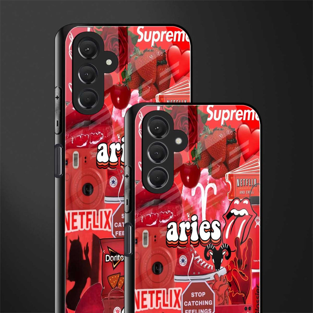 aries aesthetic collage back phone cover | glass case for samsun galaxy a24 4g