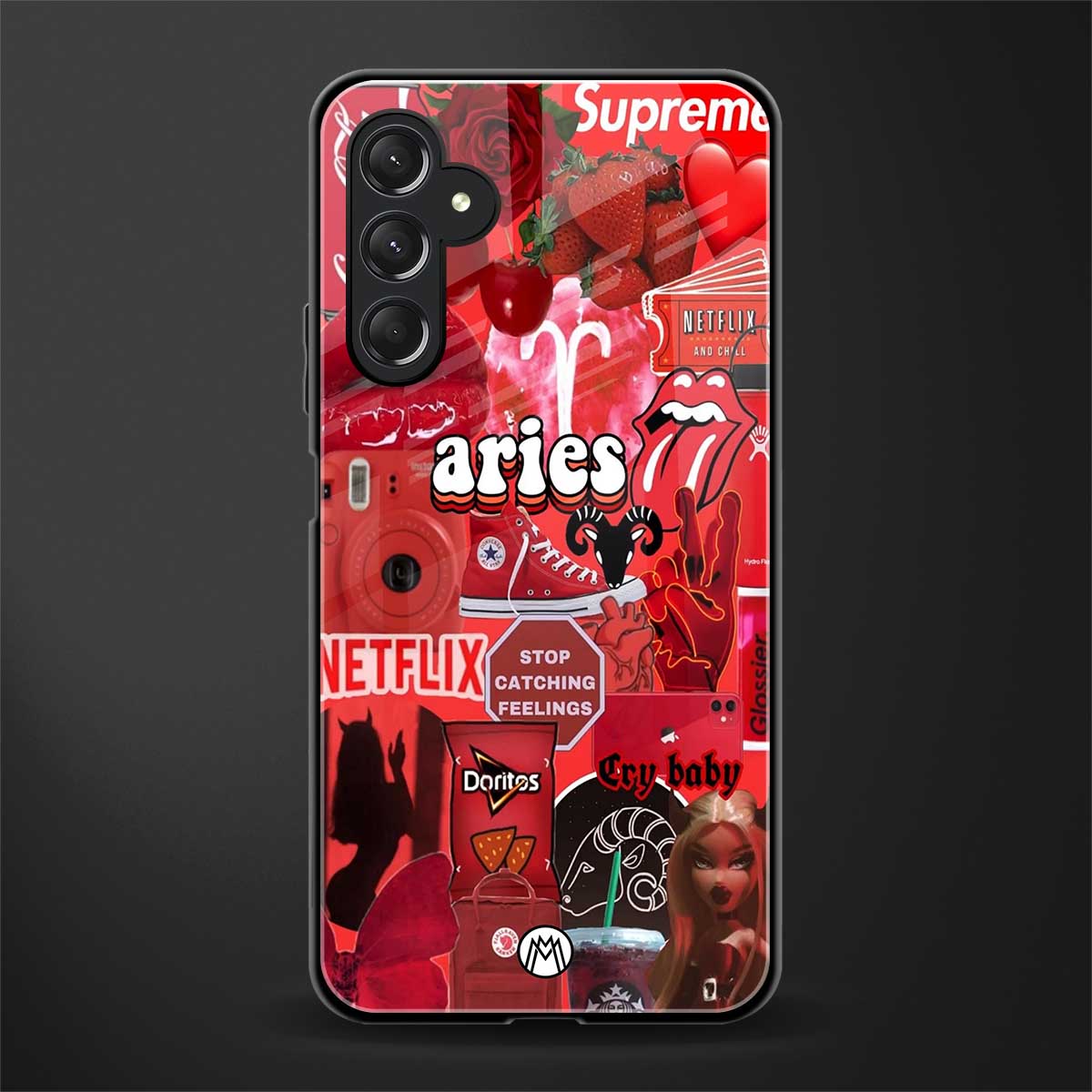 aries aesthetic collage back phone cover | glass case for samsun galaxy a24 4g