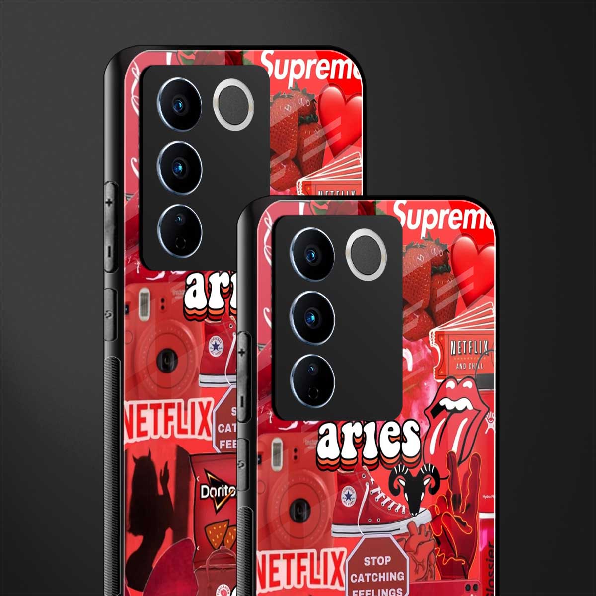 aries aesthetic collage back phone cover | glass case for vivo v27 pro 5g