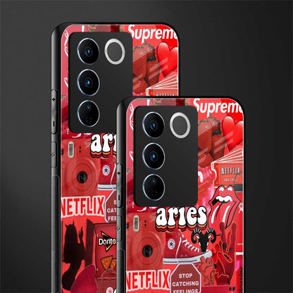 aries aesthetic collage back phone cover | glass case for vivo v27 pro 5g
