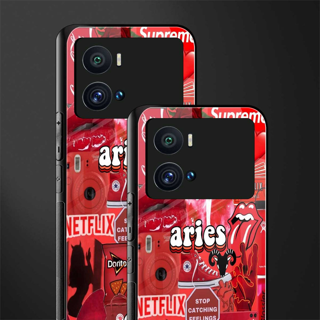 aries aesthetic collage back phone cover | glass case for iQOO 9 Pro