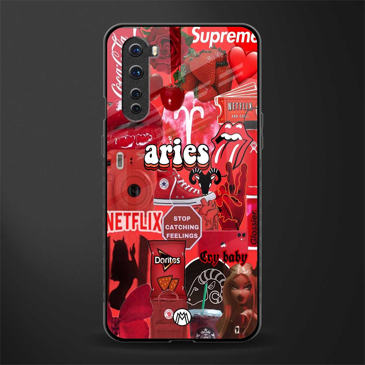 aries aesthetic collage glass case for oneplus nord ac2001 image