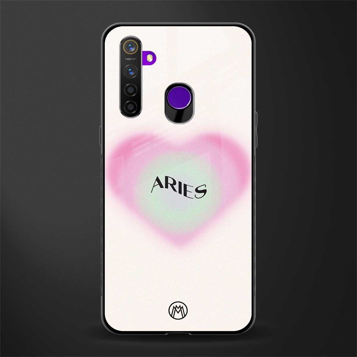 aries minimalistic glass case for realme 5 image