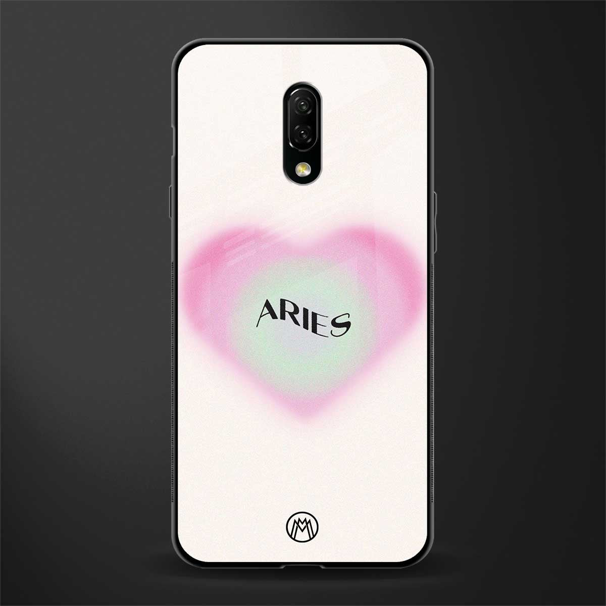 aries minimalistic glass case for oneplus 7 image