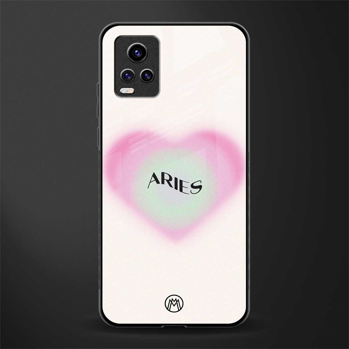 aries minimalistic back phone cover | glass case for vivo v21e 4g