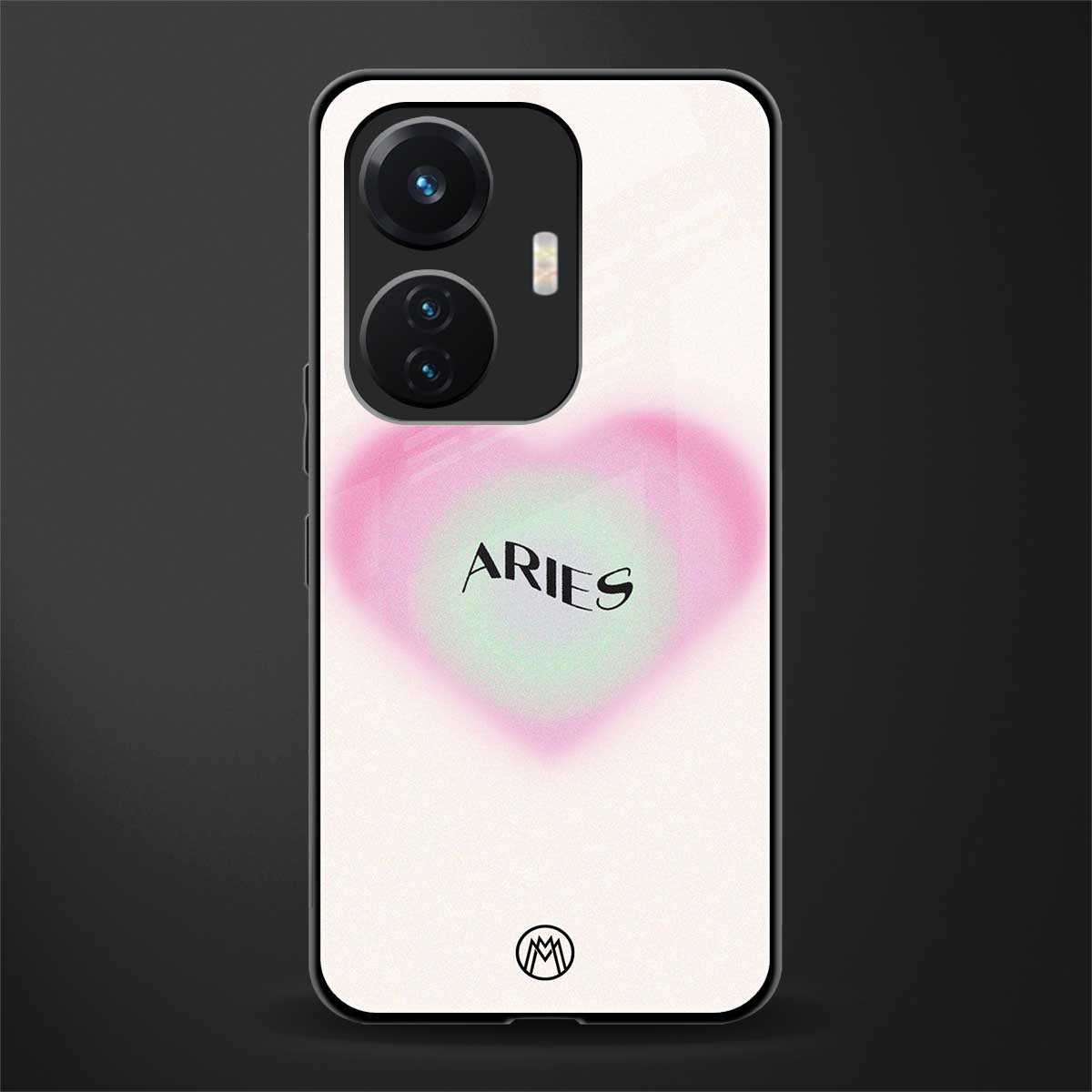 aries minimalistic back phone cover | glass case for vivo t1 44w 4g