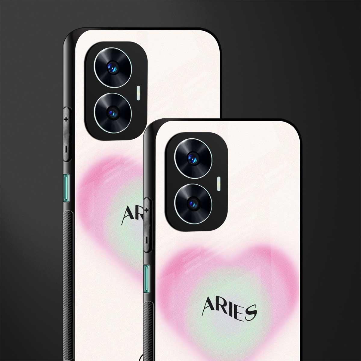 aries minimalistic back phone cover | glass case for realme c55