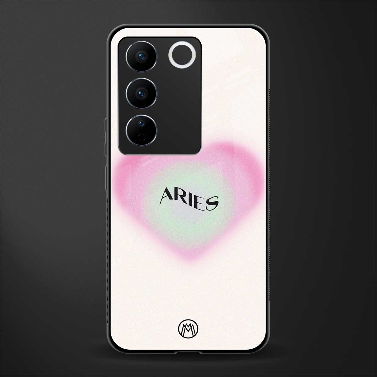 aries minimalistic back phone cover | glass case for vivo v27 pro 5g