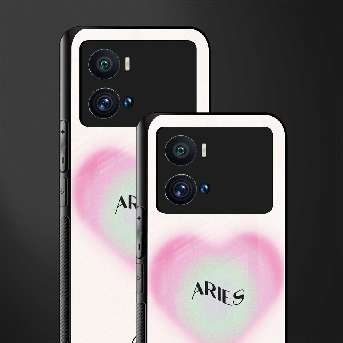 aries minimalistic back phone cover | glass case for iQOO 9 Pro