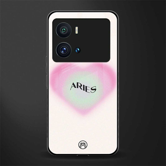 aries minimalistic back phone cover | glass case for iQOO 9 Pro