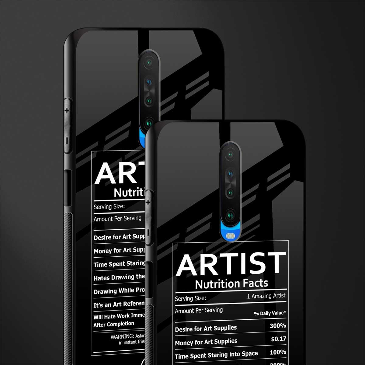 artist nutrition facts glass case for poco x2 image-2
