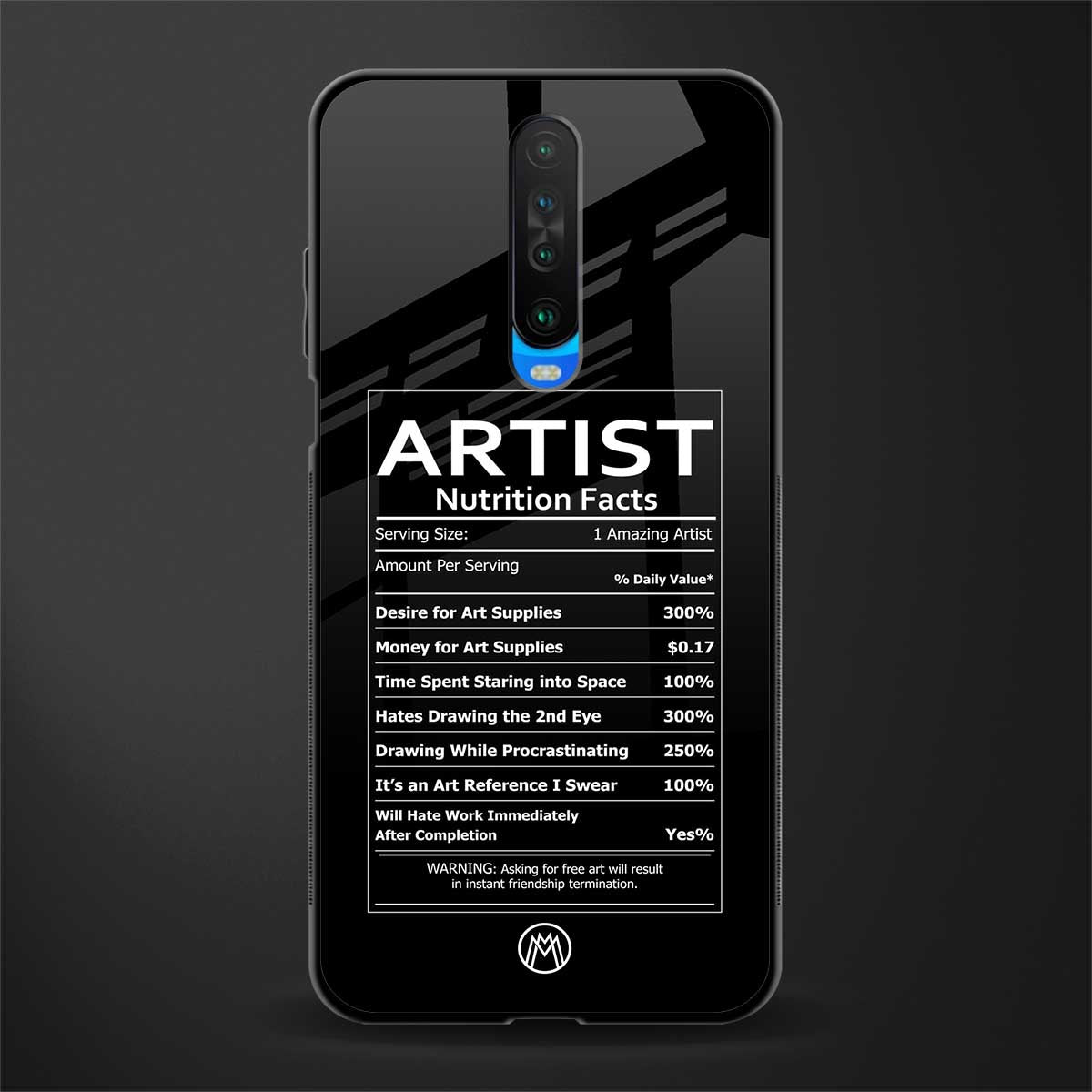 artist nutrition facts glass case for poco x2 image