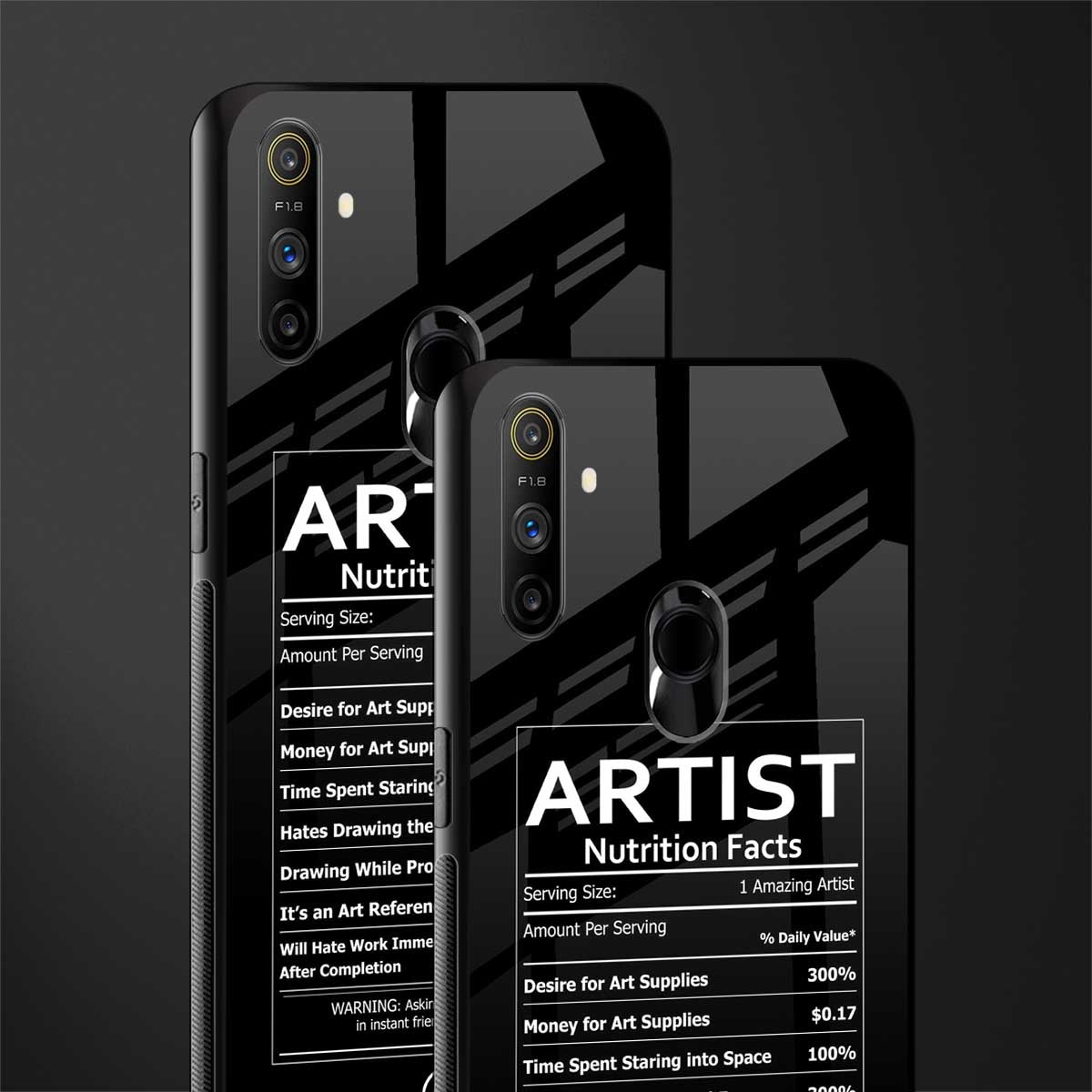 artist nutrition facts glass case for realme narzo 10a image-2