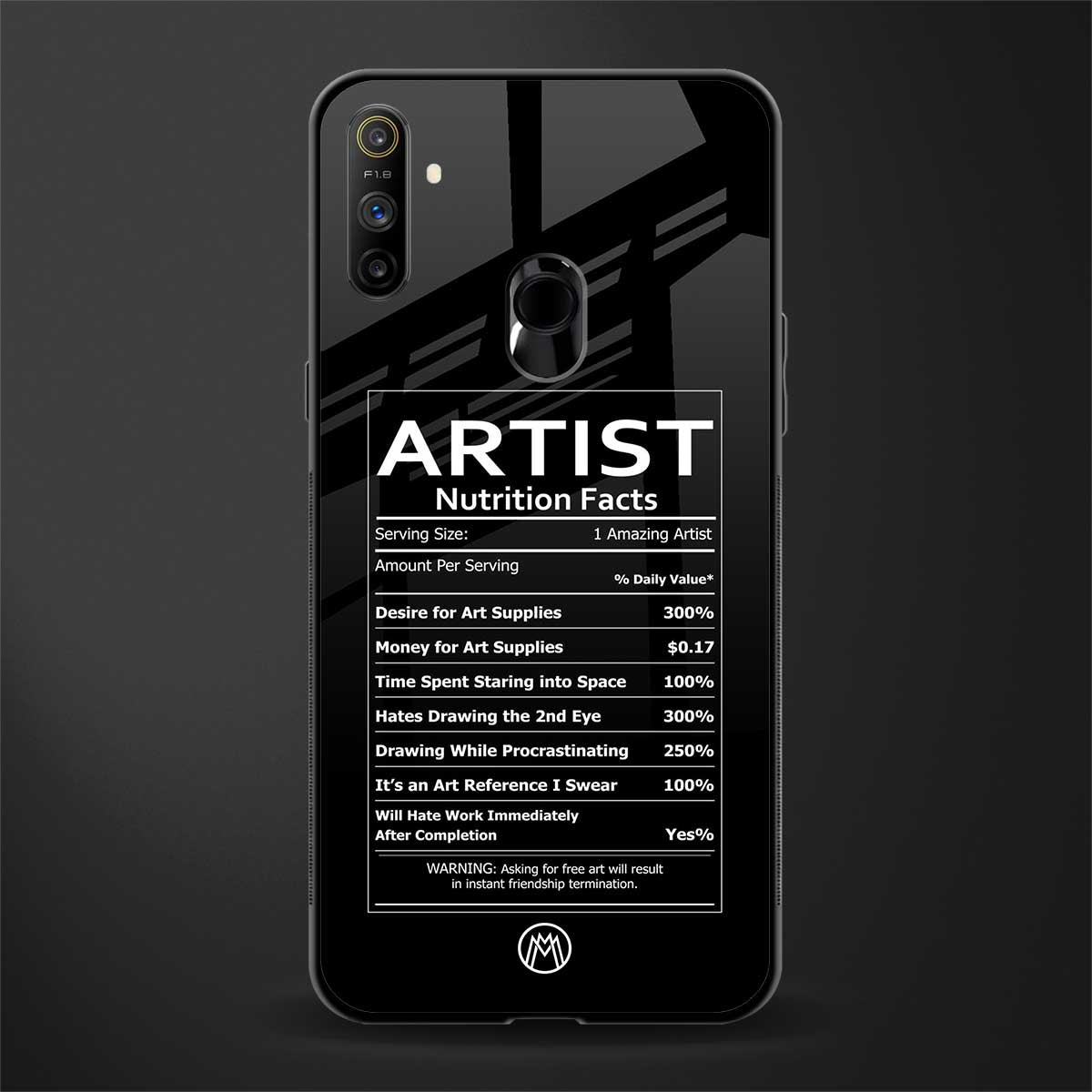 artist nutrition facts glass case for realme narzo 10a image
