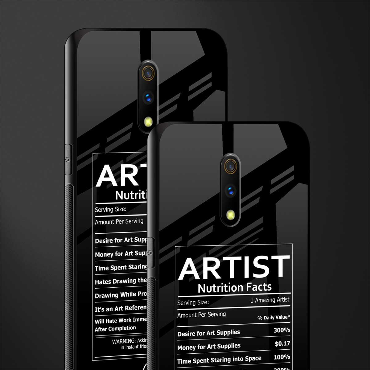 artist nutrition facts glass case for realme x image-2