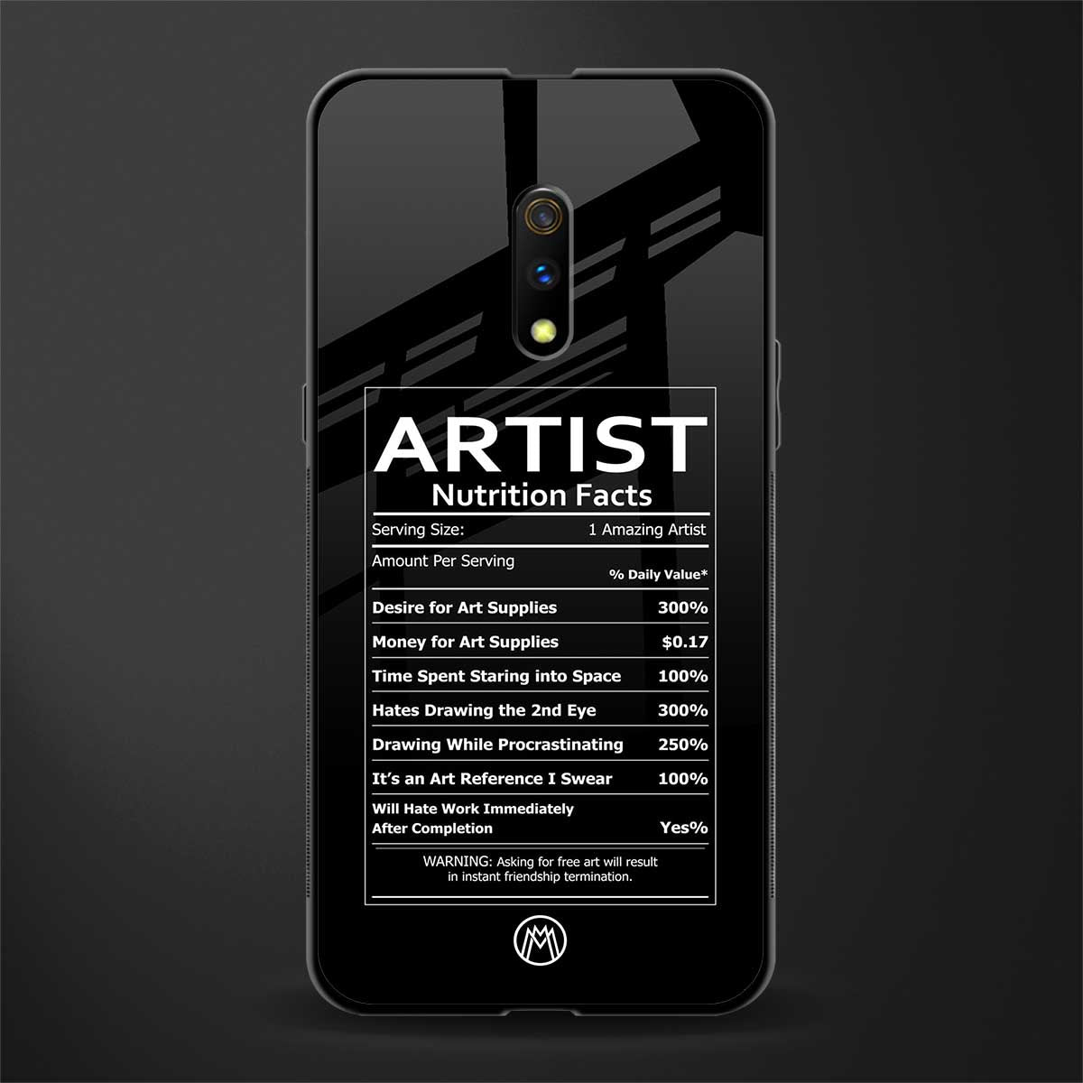 artist nutrition facts glass case for realme x image