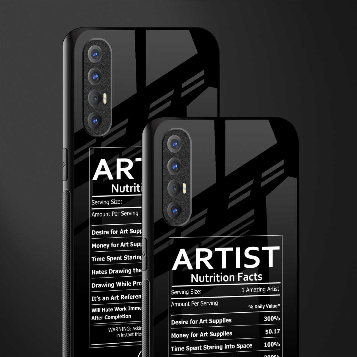artist nutrition facts glass case for oppo reno 3 pro image-2