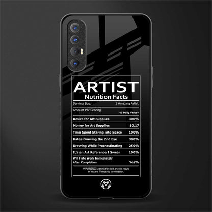 artist nutrition facts glass case for oppo reno 3 pro image