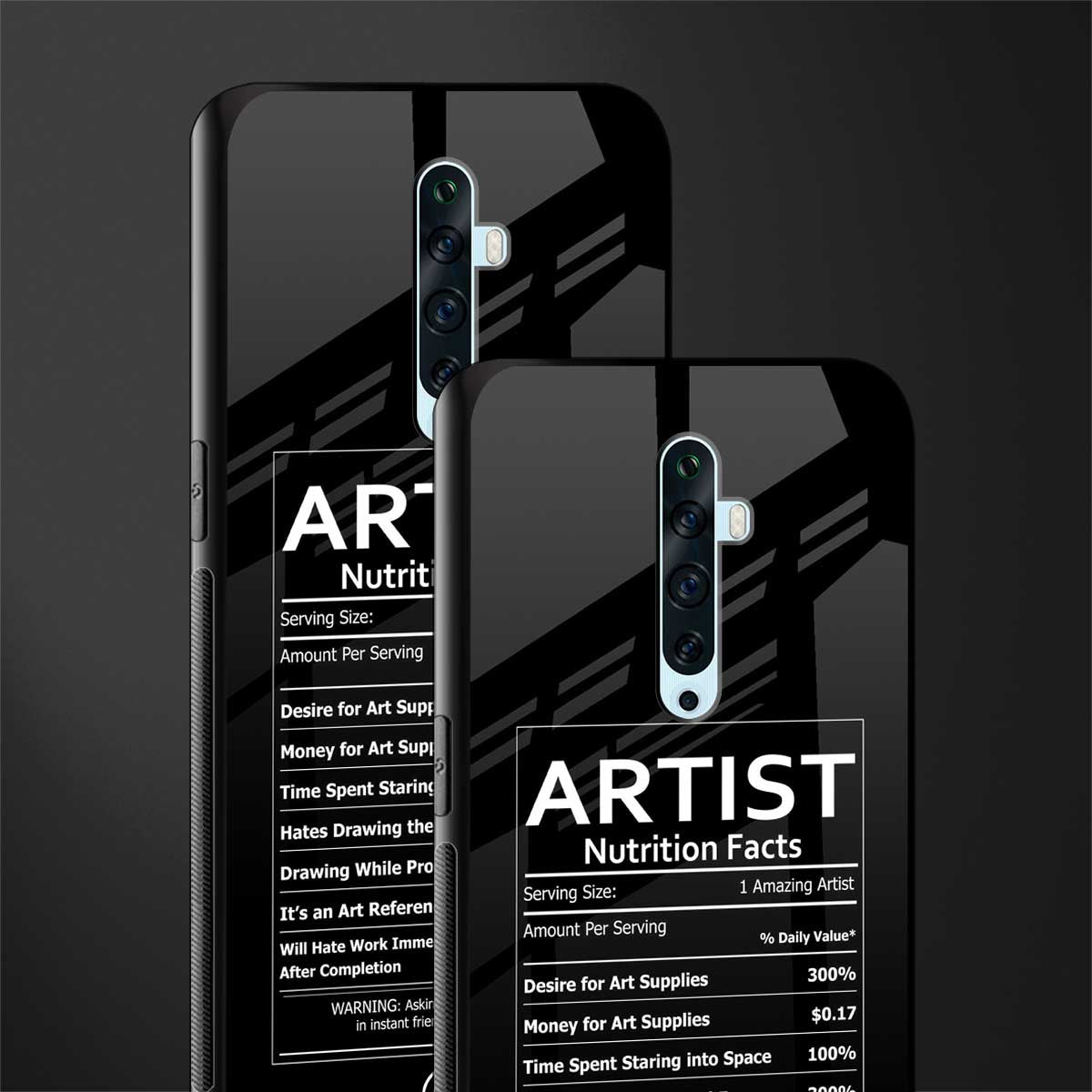 artist nutrition facts glass case for oppo reno 2z image-2