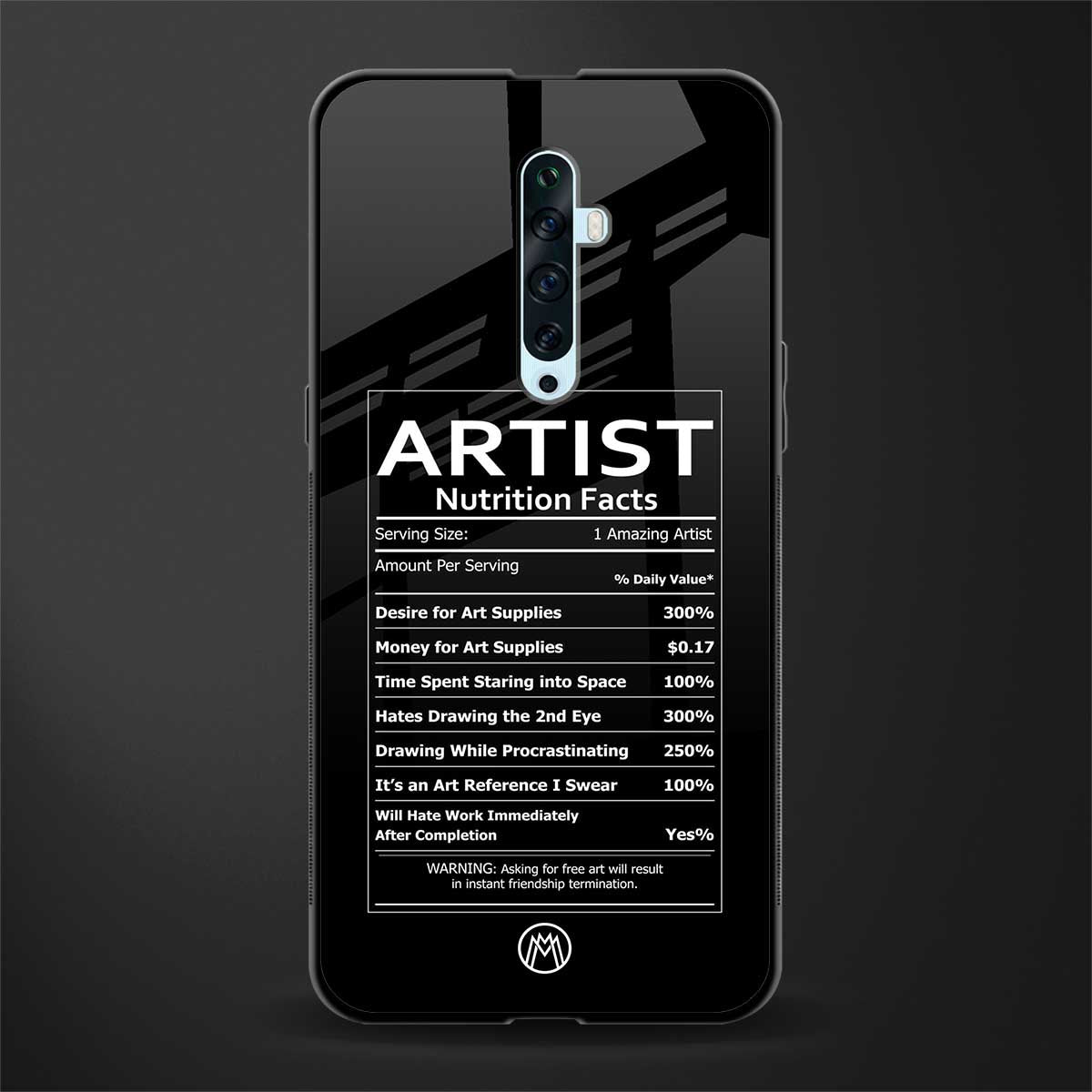artist nutrition facts glass case for oppo reno 2f image