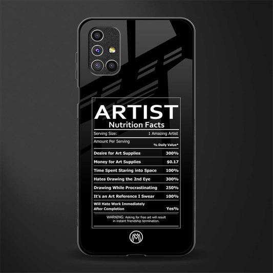 artist nutrition facts glass case for samsung galaxy m31s image