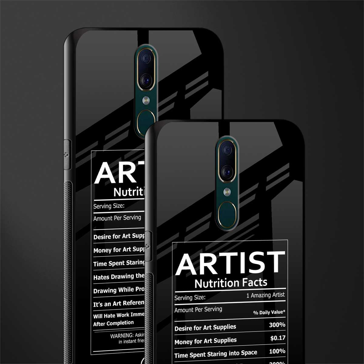 artist nutrition facts glass case for oppo f11 image-2