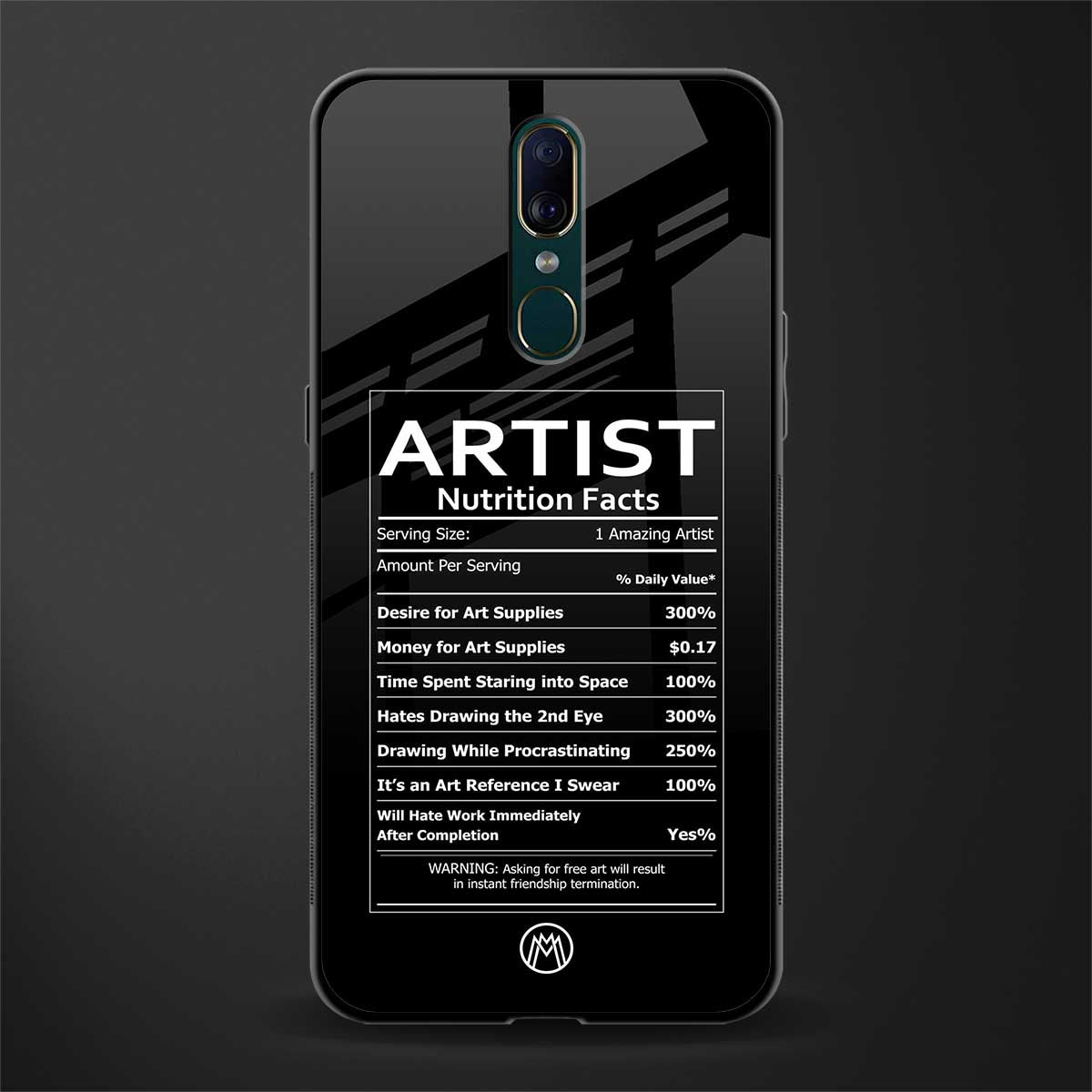 artist nutrition facts glass case for oppo f11 image