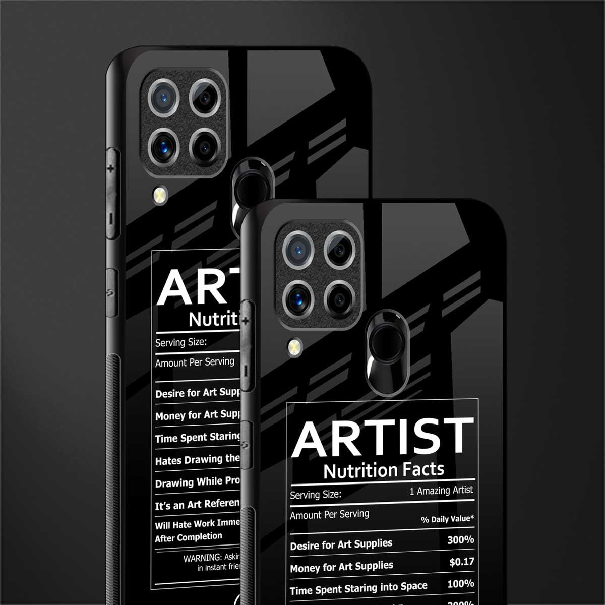 artist nutrition facts glass case for realme c15 image-2