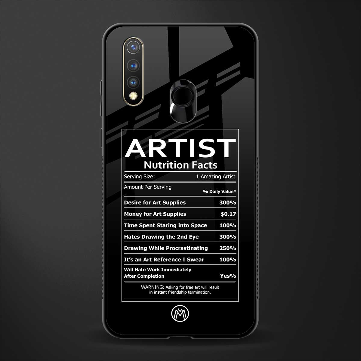 artist nutrition facts glass case for vivo y19 image