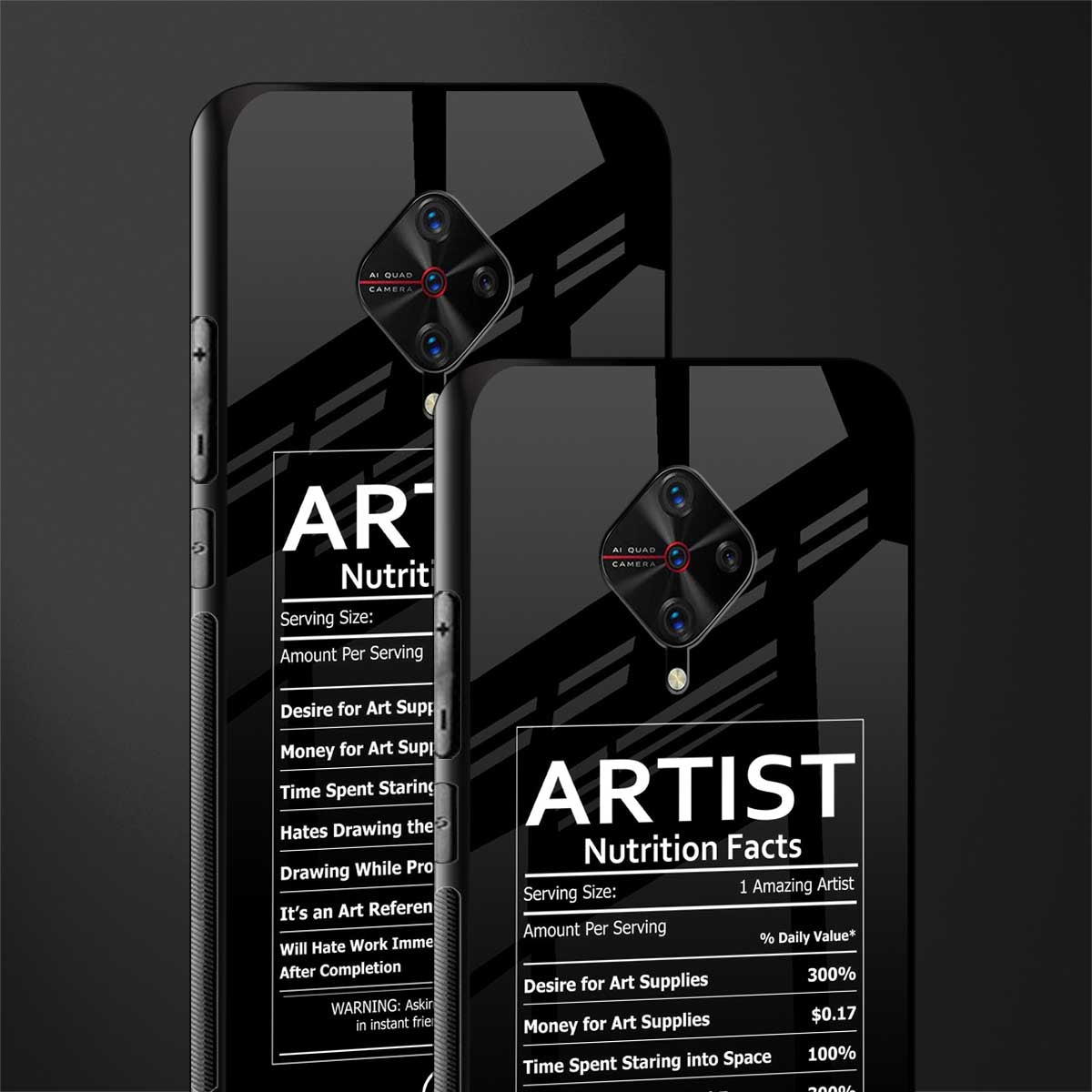 artist nutrition facts glass case for vivo s1 pro image-2