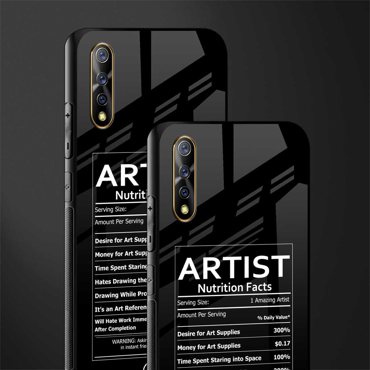 artist nutrition facts glass case for vivo s1 image-2