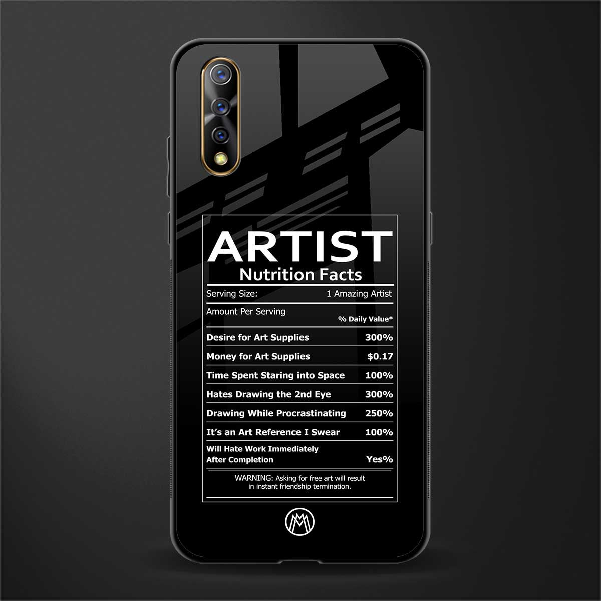 artist nutrition facts glass case for vivo z1x image