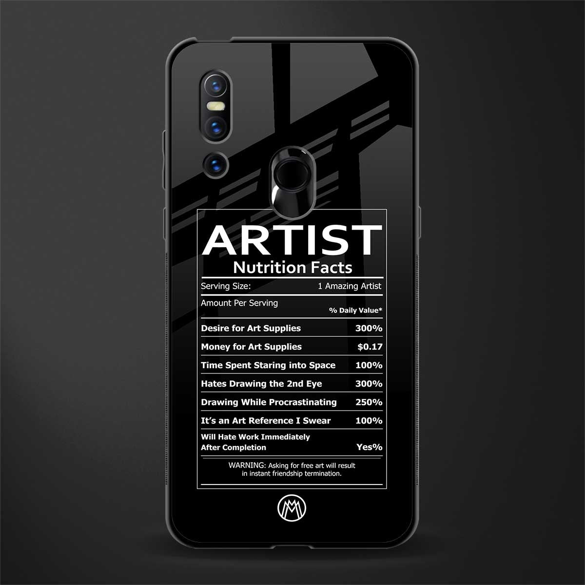 artist nutrition facts glass case for vivo v15 image