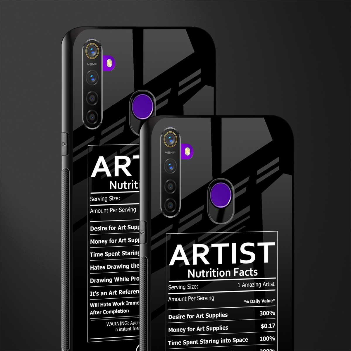 artist nutrition facts glass case for realme 5i image-2
