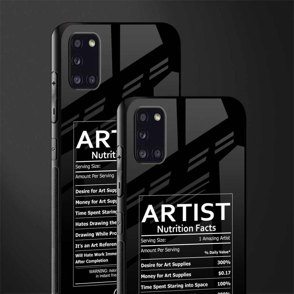 artist nutrition facts glass case for samsung galaxy a31 image-2