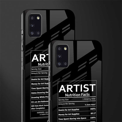 artist nutrition facts glass case for samsung galaxy a31 image-2