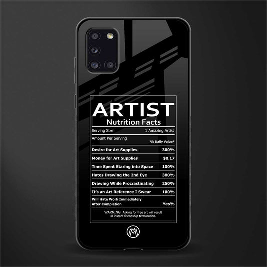 artist nutrition facts glass case for samsung galaxy a31 image