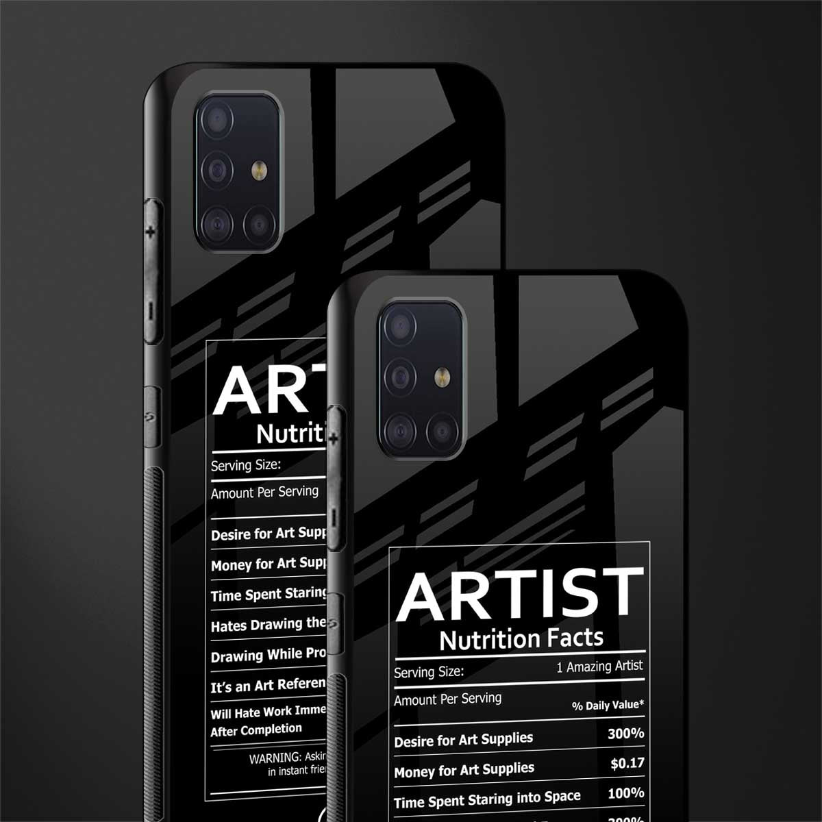 artist nutrition facts glass case for samsung galaxy a71 image-2