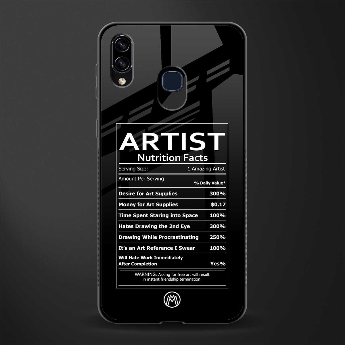 artist nutrition facts glass case for samsung galaxy a30 image