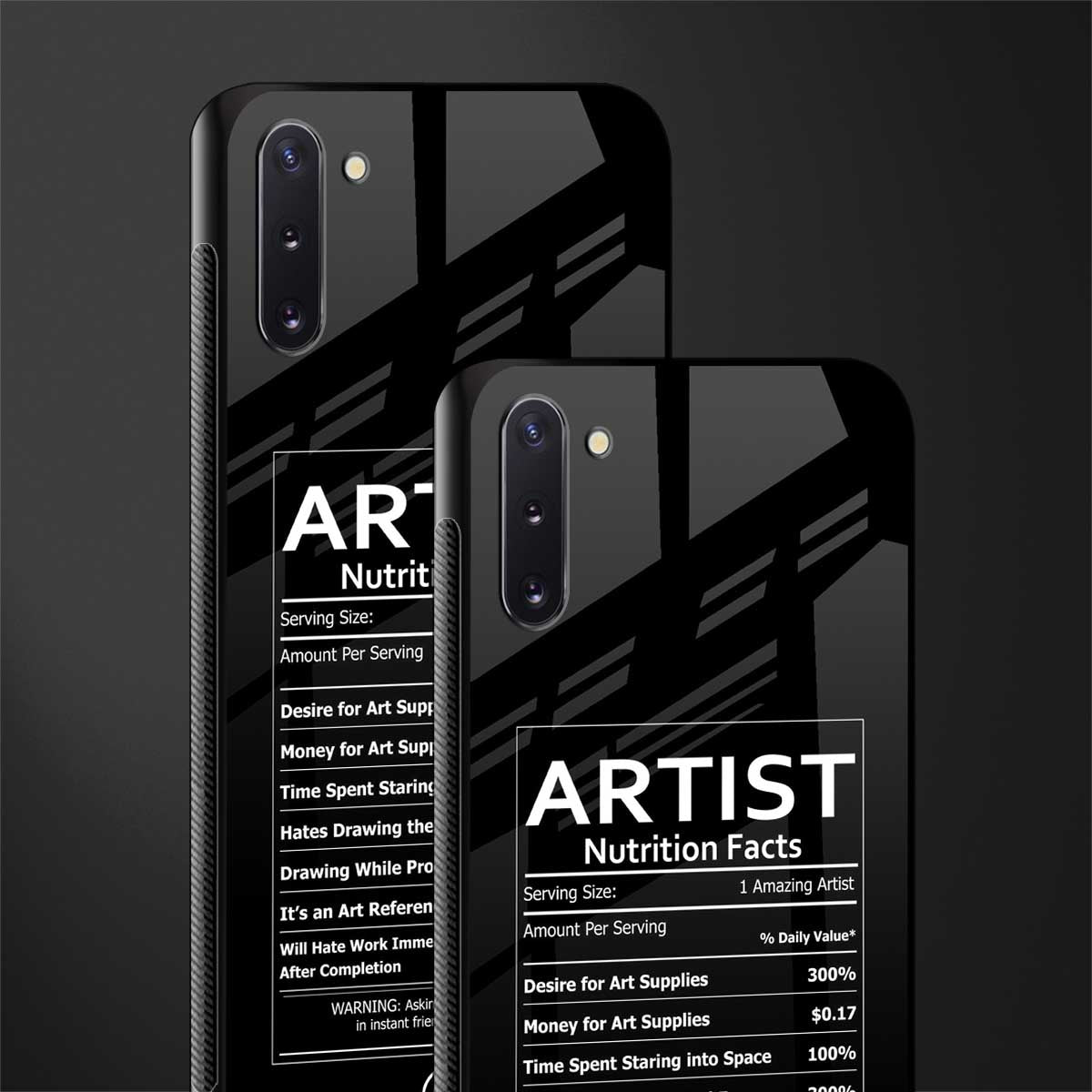 artist nutrition facts glass case for samsung galaxy note 10 image-2