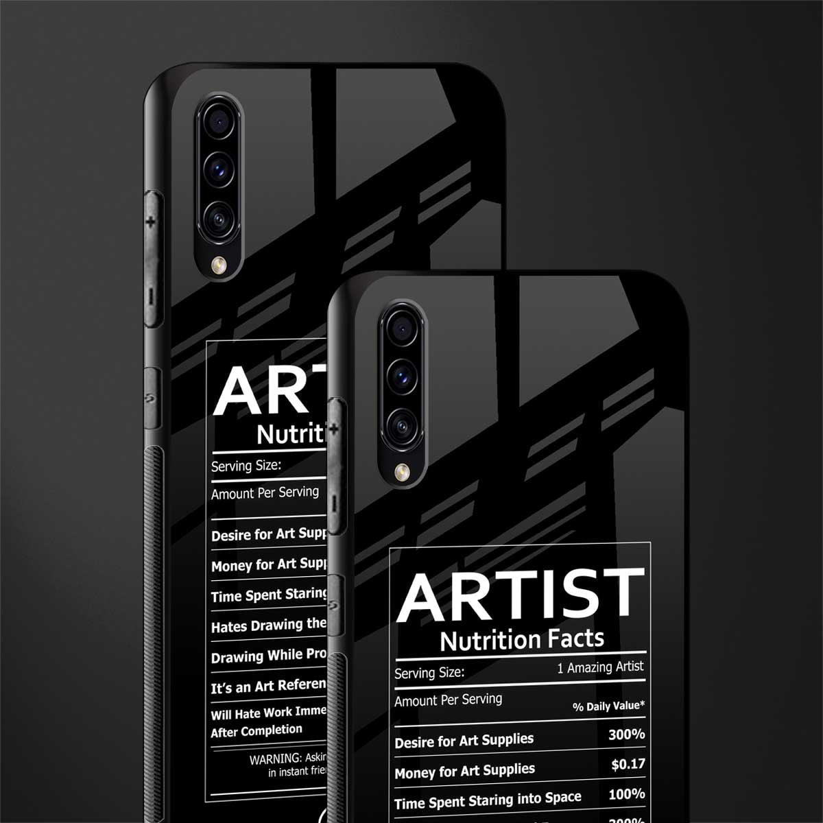artist nutrition facts glass case for samsung galaxy a70 image-2