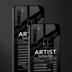 artist nutrition facts glass case for redmi note 8 image-2