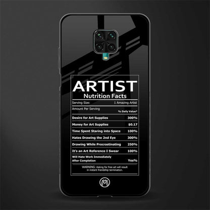 artist nutrition facts glass case for redmi note 9 pro image